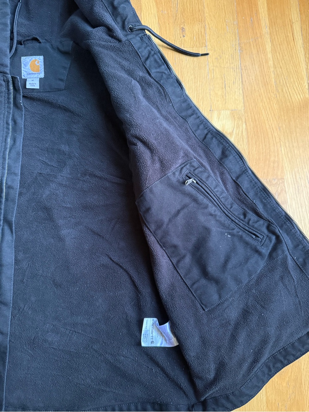 Carhartt Women's Duck Insulated Hooded Black Canvas Vest Full-Zip M Regular - Picture 10 of 13